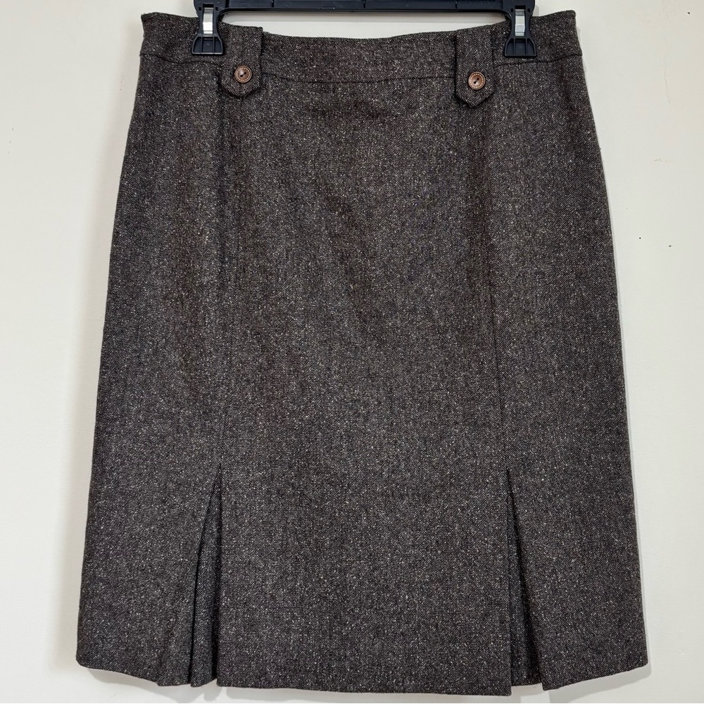 Ann Taylor Y2K Brown Wool Silk Blend Straight Pencil Office Career Skirt 6/W30